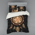 thumbnail image 2 of Mandala Duvet Cover Set, Dreamcatcher Motif Magic Feathers Hippie Design on Starry Backdrop, Bedding Set with Shams and Fitted Sheet, 3 Sizes, by Ambesonne, 2 of 3