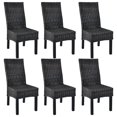 thumbnail image 1 of vidaXL Dining Chairs 6 pcs Black Kubu Rattan and Mango Wood, 1 of 5