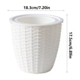 thumbnail image 2 of Large Round Faux Woven Rattan Plastic Planter with Matching Drainage Tray, Breathable Shatterproof Flower Pot for Succulents Houseplants Indoor Decor, White, 2 of 6