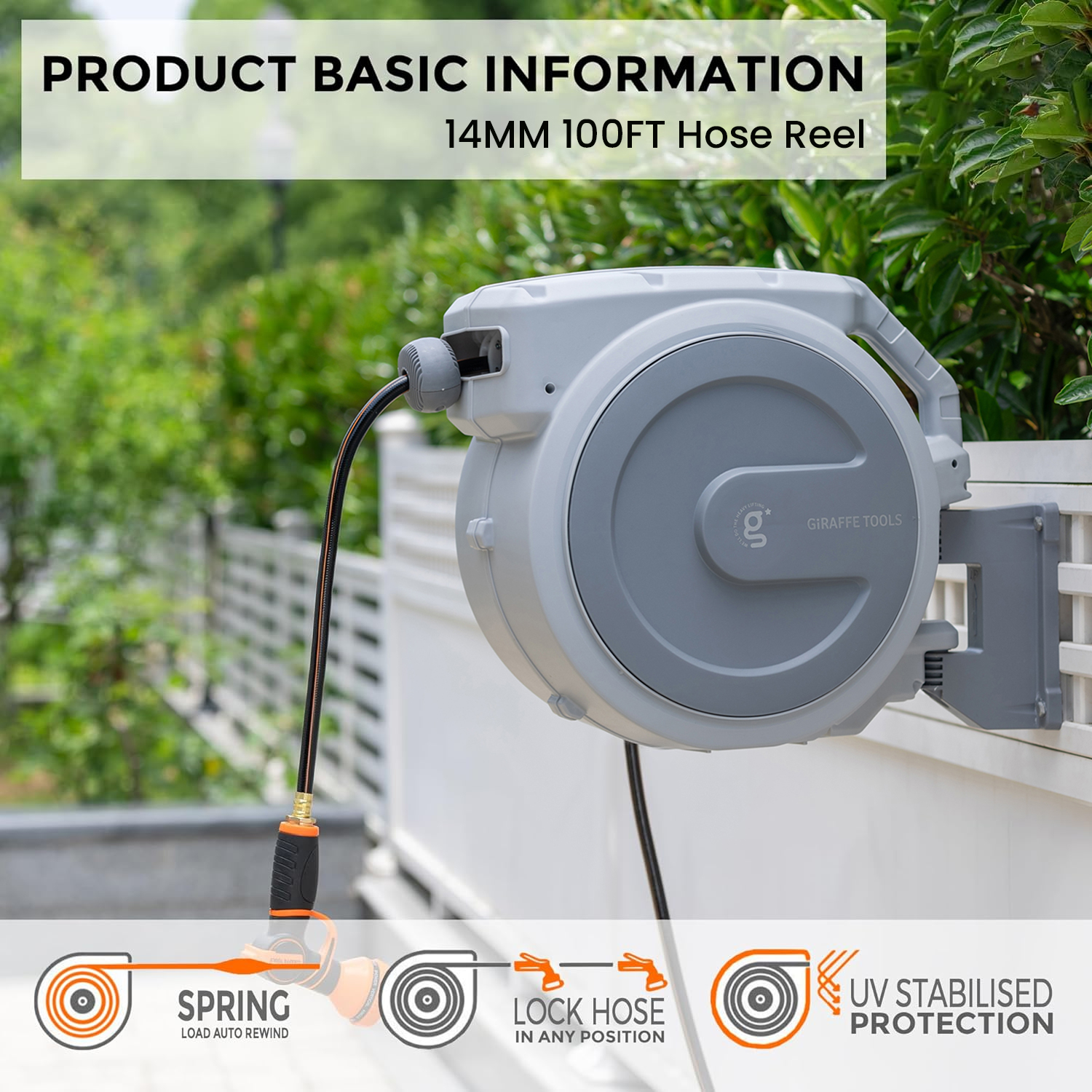 Giraffe Tools Retractable Garden Hose Reel, 100 ft photo 2