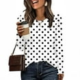thumbnail image 2 of Miluxas Womens Casual Long Sleeve T-Shirts Round Neck Polka Dot Print Tops Trendy Loose Fit Blouses White XL(XL), 2 of 6