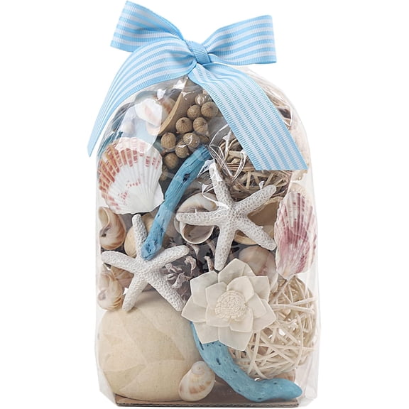 Blue Potpourri Bags,Ocean Breeze Scented Potpourri Bowl Filler Dried Flower,Home Fragrance Sachet of Petal,Coastal Seashell Decor,12oz