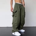 thumbnail image 3 of Summer Cargo Pants Men Oversized Pocket Casual Pants Men Japanese Streetwear Hip-hop Loose Wide Leg Pants Mens Thin Trousers, 3 of 5