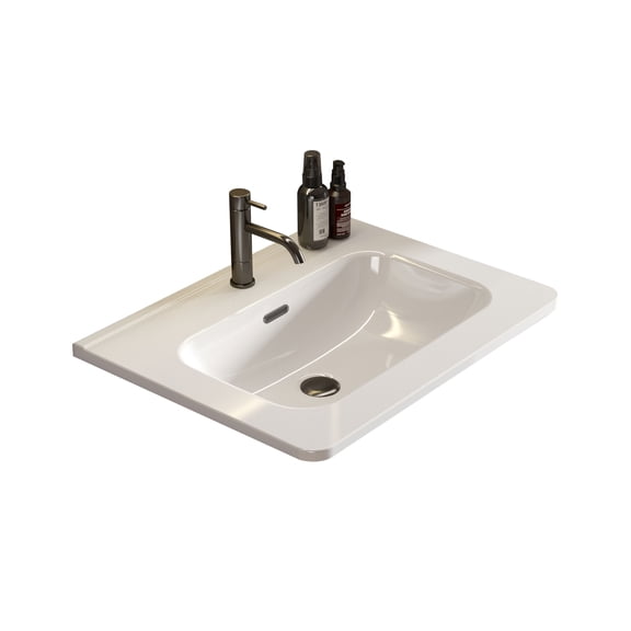 Modern Bathroom Vanity BB0424Y301, Integrated glossy white ceramic basin, drain and faucet not included,Wooden Bathroom Vanity
