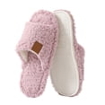 thumbnail image 2 of XFeng Women’s Open Toe Fuzzy Slide Slippers, Solid Faux Fur Soft Plush House Slippers, Non‑Slip Indoor Bedroom Slippers, 2 of 5