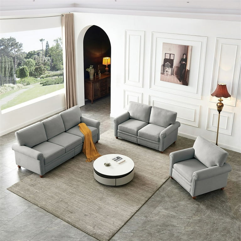 3 piece fabric sofa set discount