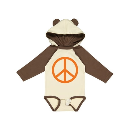 

Inktastic Funky Orange Peace Sign Gift Baby Boy or Baby Girl Long Sleeve Bodysuit
