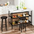 thumbnail image 2 of Stmoze Kitchen Island with Storage & Seating , Faux Marble Island Table for Kitchen, Modern Bar Table and Chairs Set for 2, Counter Dining Table Set for Small Space, White, 2 of 8