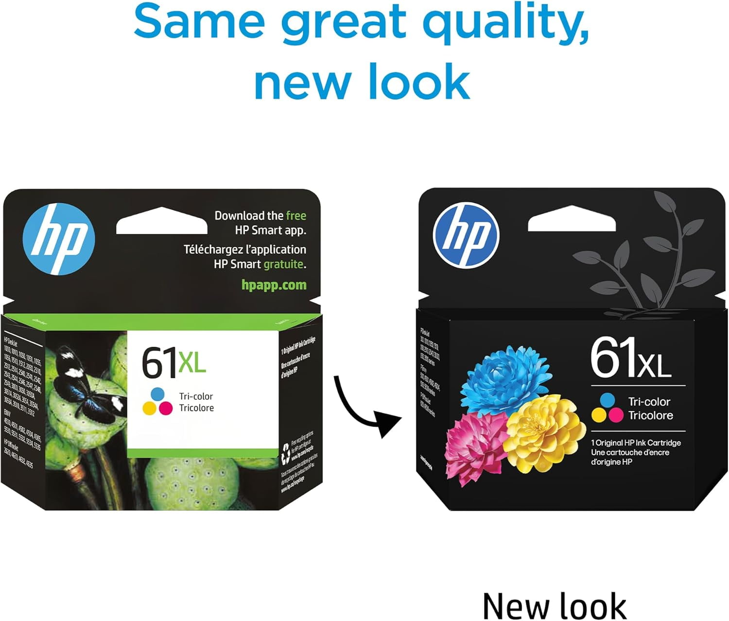 61XL Tri-color High-yield Ink Cartridge for Printers | Works with: DeskJet 1000, 1510, 2050, 2510, 2540, 3000, 3050, 3510; ENVY 4500, 5530; Offic 2620, 4630 | Instant Ink Eligible | CH564WN