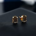 thumbnail image 3 of Gem Stone King 18K Yellow Gold Plated Silver Brown Smoky Quartz Stud Earrings for Women Men | 2.40 Cttw | Gemstone Birthstone | Oval 8X6MM, 3 of 4