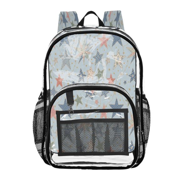 PVC Transparent Backpacks Clear Backpack for Travel and Outings Colorful Star Patterns