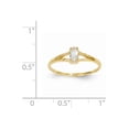 thumbnail image 2 of Solid 14k Yellow Gold White Simulated Topaz Simulated Birthstone Ring (6mm) - Size 6.5, 2 of 2