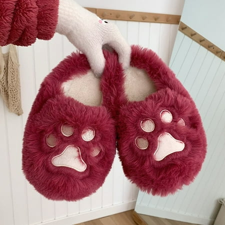 

CoCopeaunt Indoor Cat Claw Warm Cotton Slippers Winter Student Girl Heart Home Plush Slippers Fashion Home Soft Cute Fluffy Fur Slippers