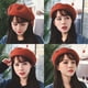 thumbnail image 4 of 2 boinas de lana, gorro clásico de moda cálido para niñas. El exclusivo gorro de boina es de color sólido (rojo), 4 of 5