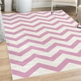 thumbnail image 1 of Striped Decorative Rug, Modern Summer Season Pattern Zigzag Tile Design Wavy Curved Horizontal Motif, Quality Carpet for Bedroom Dorm and Living Room, 6 Sizes, Pale Fuchsia, by Ambesonne, 1 of 4
