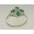 thumbnail image 3 of LBG British Made 925 Sterling Silver Natural Emerald & Diamond Womens Cluster Ring - 33 size options, 3 of 7