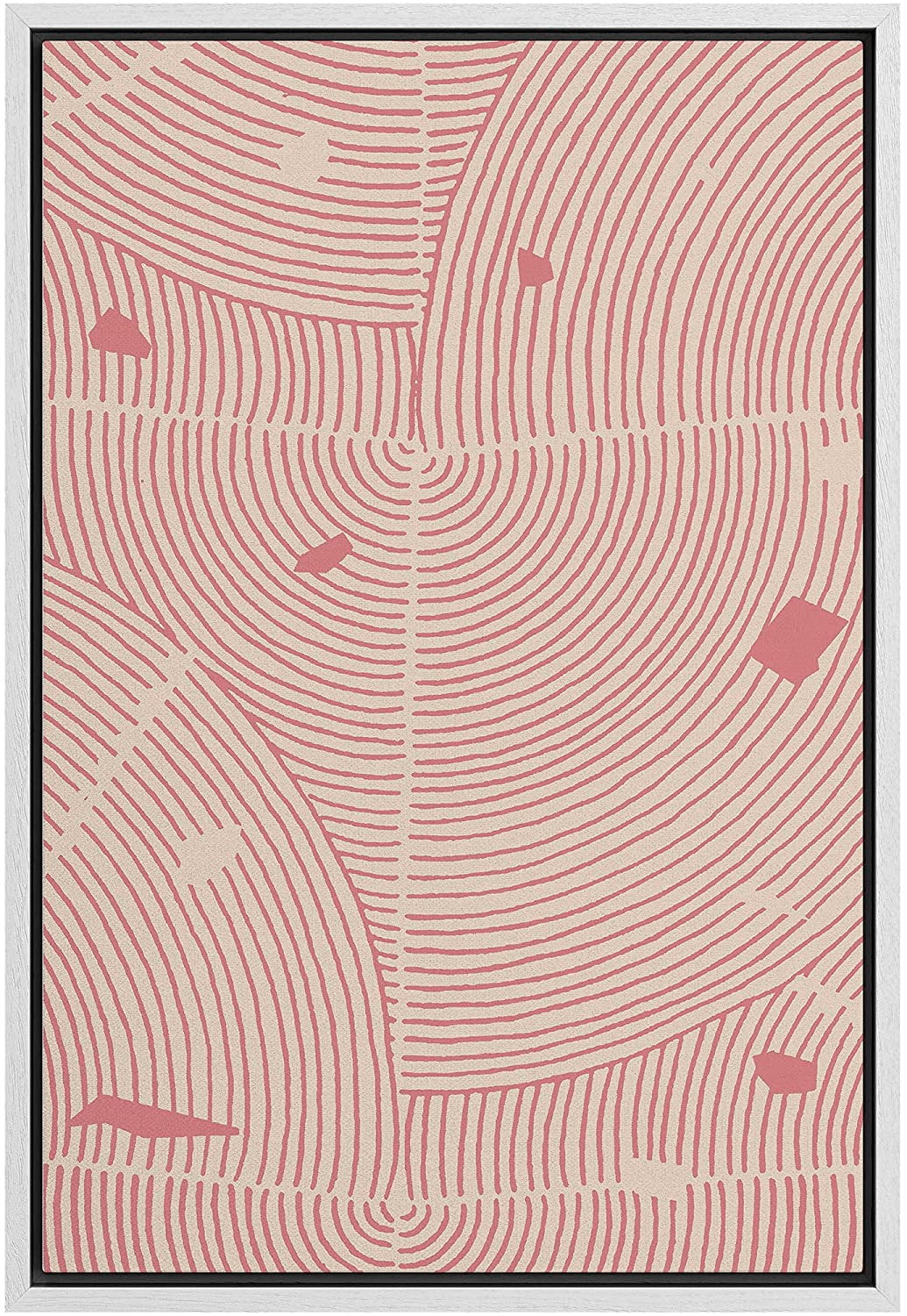 PixonSign Framed Canvas Print Wall Art Pink Swirling Print with Pink Flakes Geometric Shapes Illustrations Modern Art Minimalist Dramatic Multicolor for Living Room, Bedroom, Office - 16"x24" White