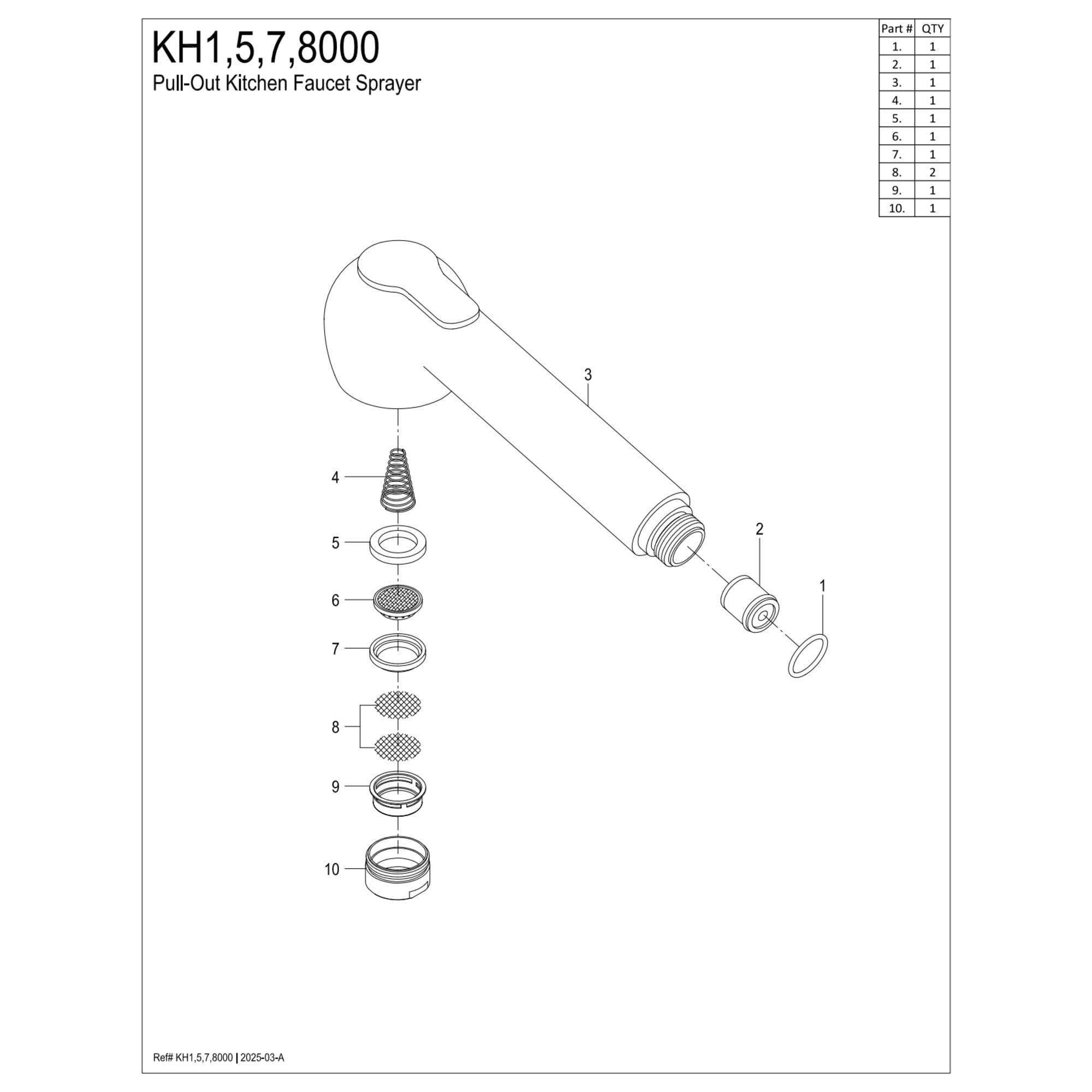 Kingston Brass KH7000 2-Function Pull-Out Kitchen Faucet Sprayer in White