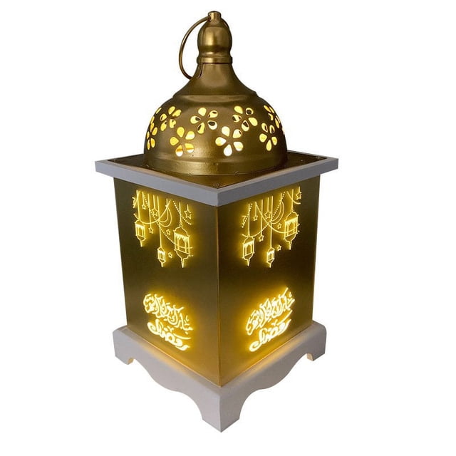 Ramadan Led Wind Lantern Ramadan Lamp Metal Wooden Acrylic Ornament For Arabic Muslim