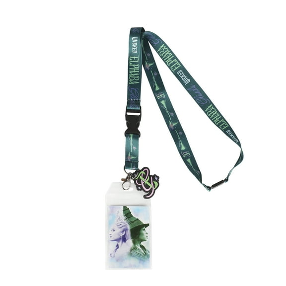 Wicked Elphaba and Glinda 22-inch Lanyard with Clear ID Sleeve and Rubber Charm