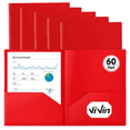 thumbnail image 1 of ViVin Sturdy Plastic Folder with 2 Pockets, 12 Pack, School Supplies,Red, 1 of 7