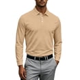 thumbnail image 7 of Satingcolo Men's Polo Shirt Long Sleeve Golf Shirts Lightweight UPF 50+ Sun Protection Cool Shirts for Men Work Fishing Outdoor,Beige L, 7 of 7