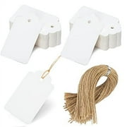 SallyFashion 100pcs White Paper Gift Tags with String, Blank Gift Bags Tags Price Tags DIY Crafts