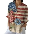 thumbnail image 2 of Chandails pour Femmes Seductiva Rabais de 50 % Liquidation Chandail Rétro pour Femmes Fête de l'Indépendance Drapeau Américain Imprimé Floral Chandail à Imprimé Artistique Chandail Décontracté à Col en V, 2 of 4