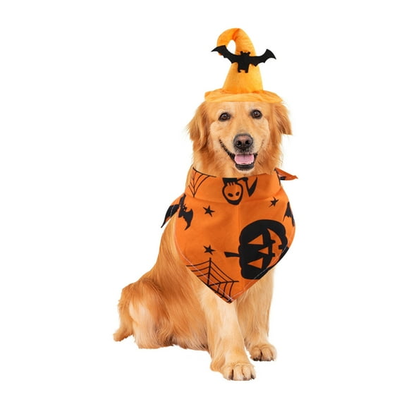 Ensembles pour Animaux d'Halloween : Chapeau Chauve-Souris Citrouille Lingettes Costume de Chat et Accessoires Amusants
