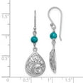 thumbnail image 2 of 925 Sterling Silver Rhodium Plated Compressed Simulated Turquoise Cubic Zirconia Long Drop Dangle Earrings Measu 39.8x12, 2 of 2