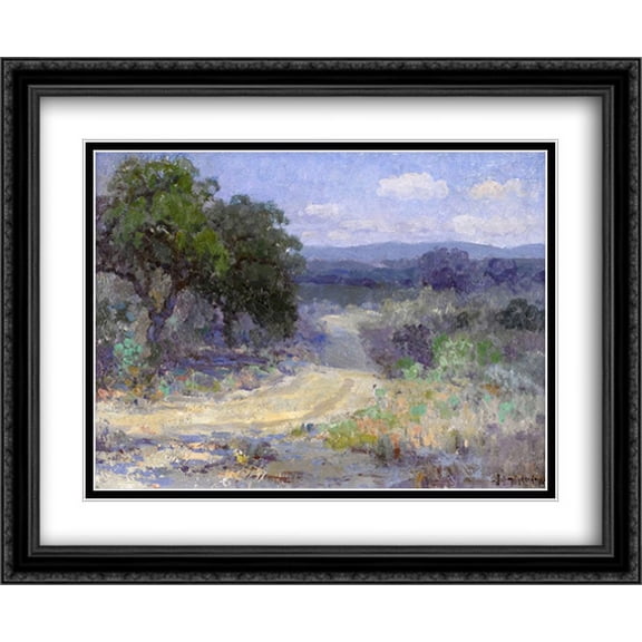 A Path Through the Texas Hill Country 2x Matted 34x28 Large Black Ornate Framed Art Print by Onderdonk, Robert Julian
