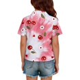 thumbnail image 4 of Hearthz Boys School Uniform Polo Shirts Cherry Floral Printed Short Sleeve Preppy Shirts for Girls Lapel Collar Trendy Clothes for Teen Girls School Uniform 3-4Y, 4 of 4