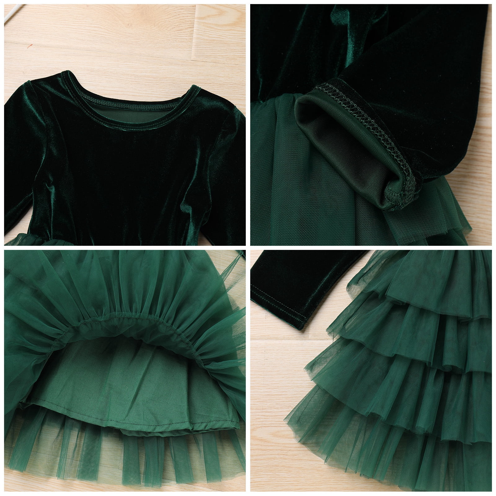 FYMNSI Velvet Christmas Dress for Girls Toddler Fall Winter Layered Tiered  Tulle Dresses Vintage Party Midi Gown 3-4 Years Dark Green - Walmart  Business Supplies