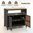 thumbnail image 3 of Costway Patio Rattan Storage Cabinet with Acacia Wood Countertop Open Shelf 2 Door Cabinet Mix Brown, 3 of 10