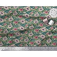 thumbnail image 3 of Soimoi Japan Crepe Satin Fabric Leaves & Floral Block Printed Craft Fabric by The Yard 42 Inch Wide, 3 of 3