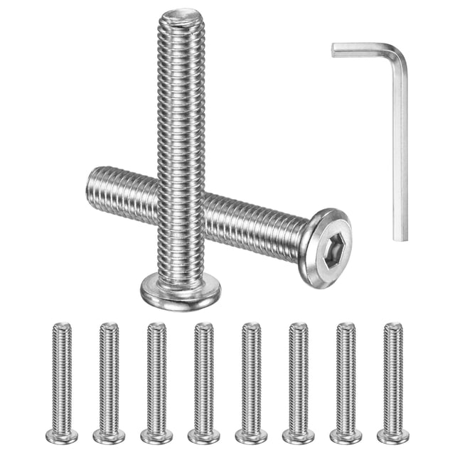 Kit de tornillos de cabeza plana de 10 piezas, M10x55mm, acero inoxidable 304 con llave hexagonal