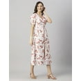 thumbnail image 6 of Moomaya Womens Printed Front Slit Dress, Puffed Sleeves, Styles Back Ties Midi Dress, 6 of 8