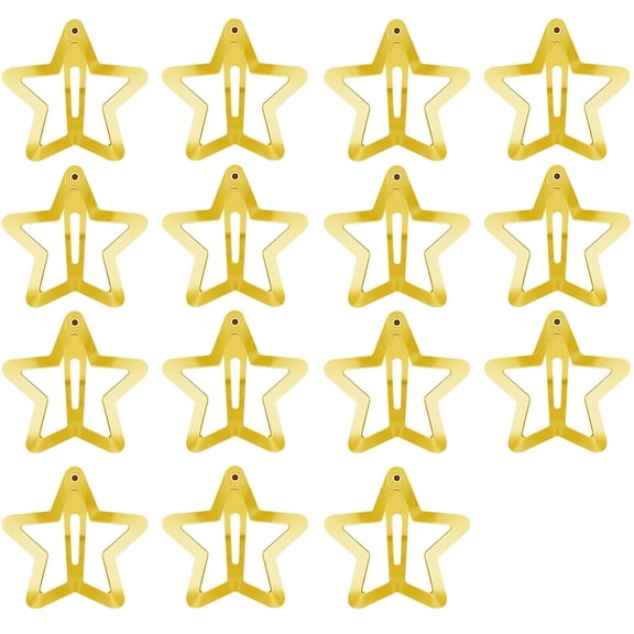 DESIGNICE Star Hair Clips 2000s Y2K Snap Hair Barrettes Non Slip Star Hair Accessories Gold Metal Hair Clips for Girls Women -15 PCS 1.57"