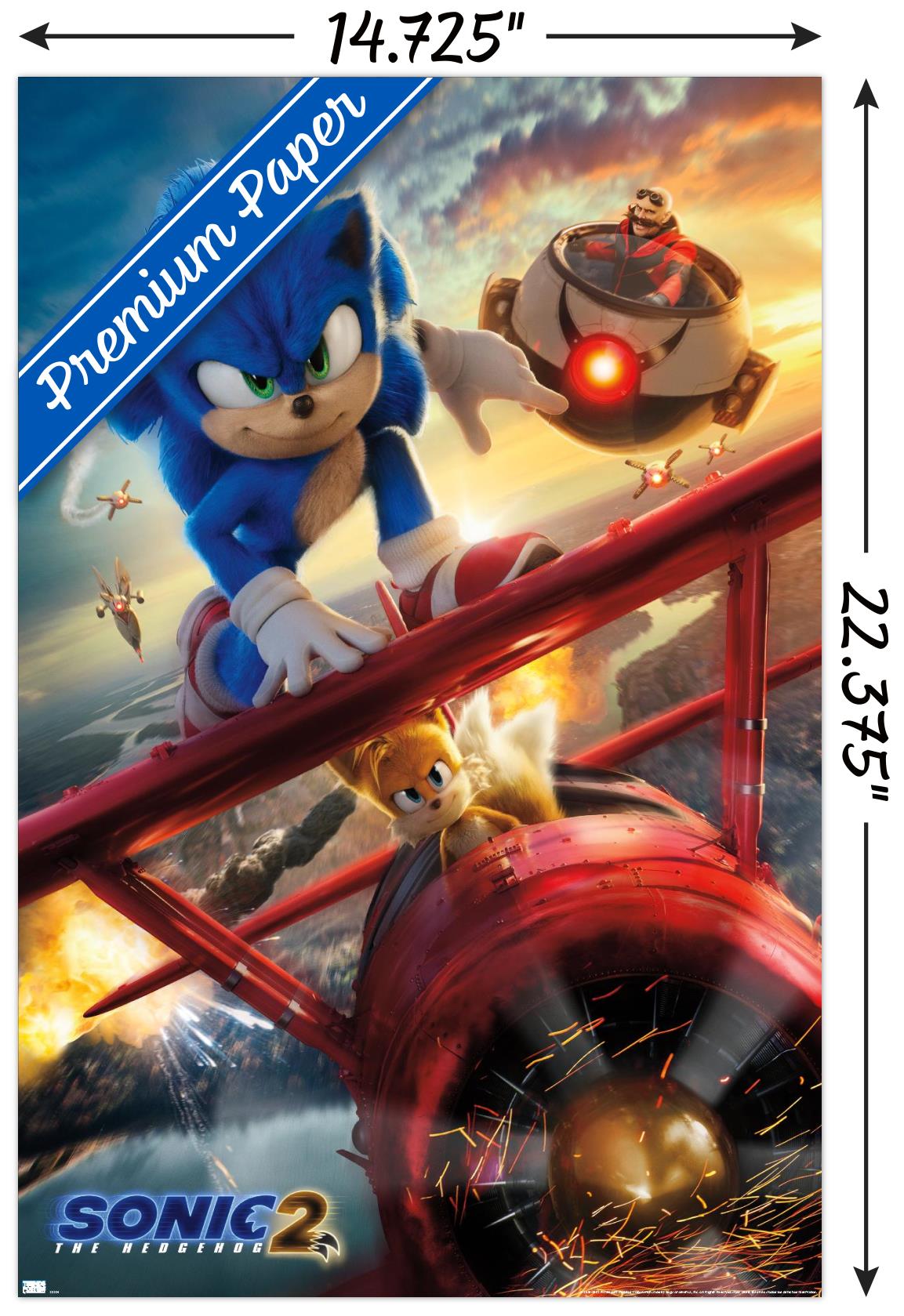 Sonic the Hedgehog 2 - Key Art Wall Poster, 14.725 x 22.375 