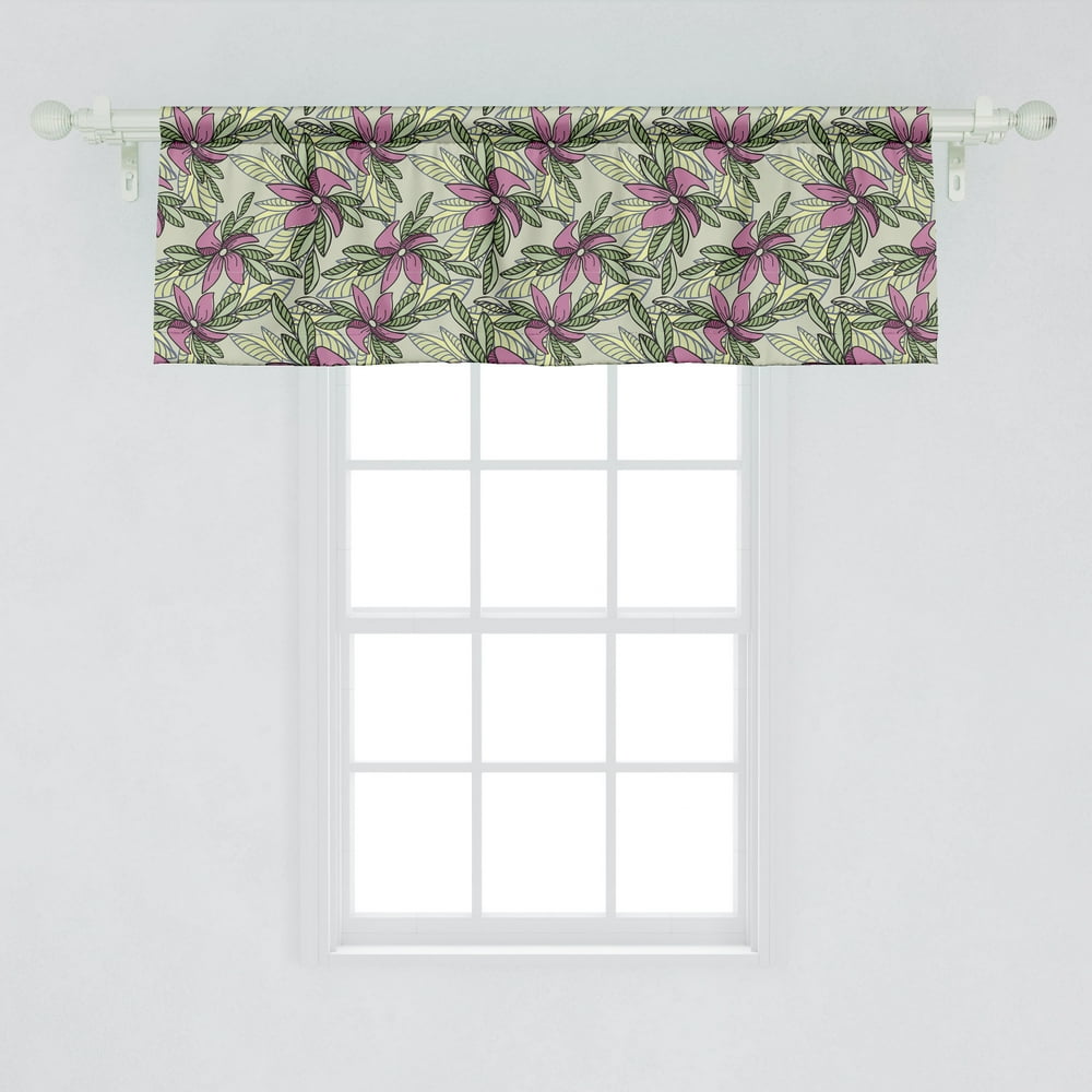 Flower Window Valance, Flowers and Leaves Pattern on Pale Colored