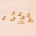 thumbnail image 4 of Pendientes de varilla gruesa de acero inoxidable con tornillos de doble cabeza, pendientes de mariposa con circonitas, pendientes perforados, 4 of 5