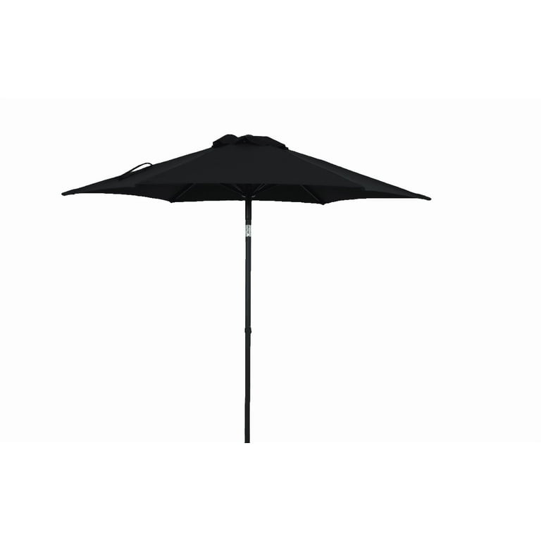 7 black patio umbrella Mainstays Outdoor 7.5' Black Round Market Patio Umbrella, Push-up, 3-Angle Tilt