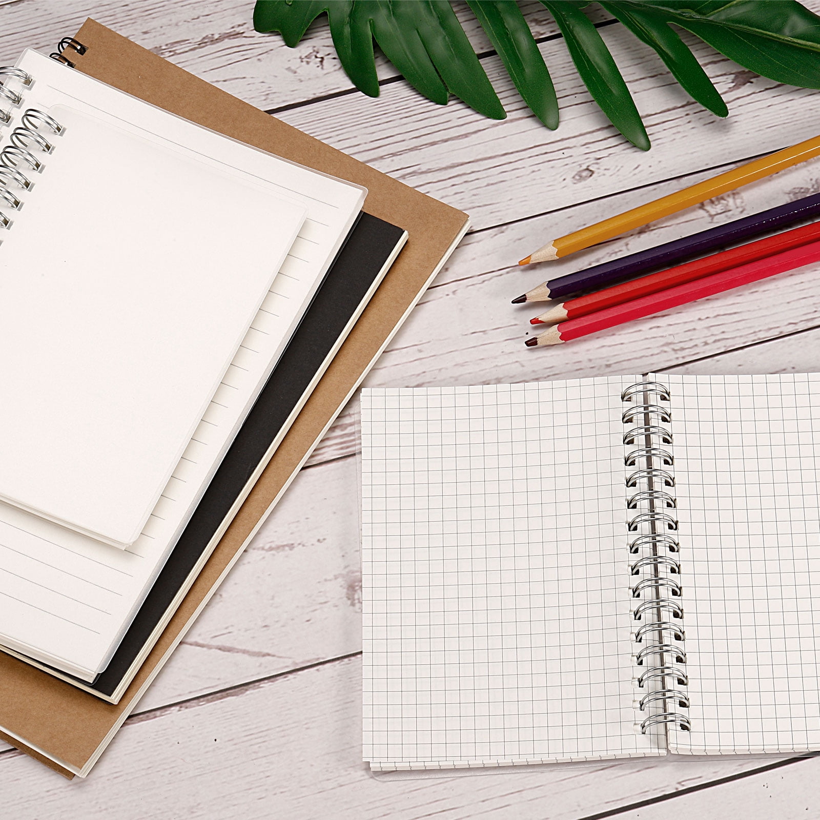 B5 Graph Clear Hardcover Spiral Notebooks 80 Sheets/160 Pages Grid Paper, 2 Pack