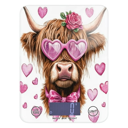 

WOBOGO Cow with Love Pattern Kitchen Scale Digital Gram and Ounce Weighing for Cooking Baking Ketogenic Diet Meal Prep