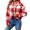 Red, variant on Tqcoqu Women's Plaid Jackets Long Sleeve Button Front Lapel Fuzzy Fashion Warm Winter Cropped Sherpa Coat