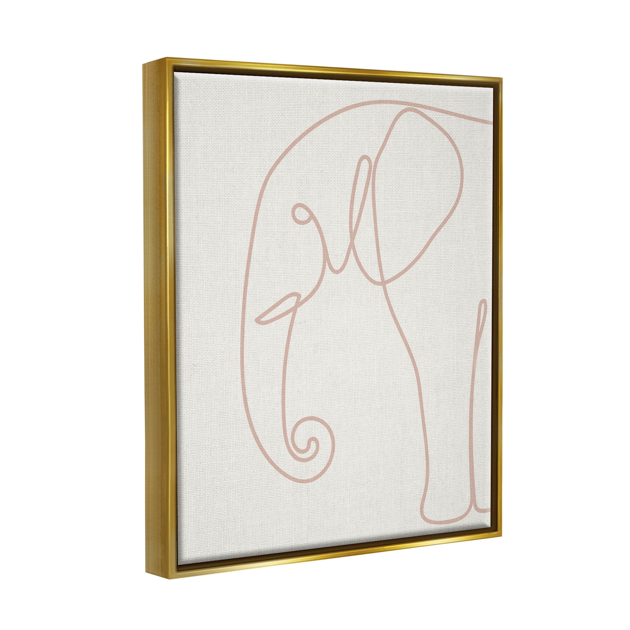 Elephant Doodle Outline Shape Animals & Insects Graphic Art Metallic Gold Framed Art Print Wall Art