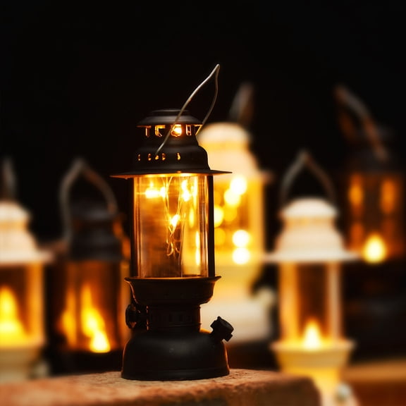Clearance LED Vintage Flame Lantern Metal Outdoor Hanging Lantern with Battery Operated Halloween Outdoor Indoor Decoration