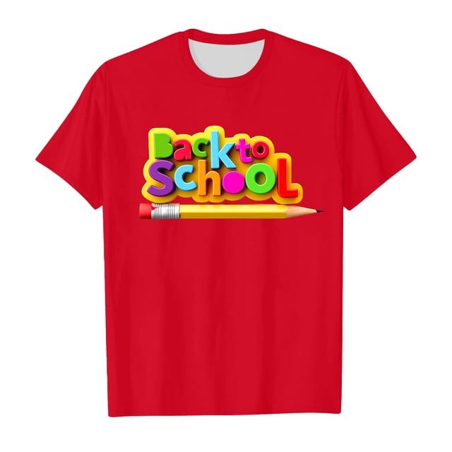 EHQJNJ Chandails en Molleton Col Rond Enfants Saison Scolaire T-Shirt Filles Été Manches Courtes Doux et Confortable Motif Rentrée des Classes Mode Style Décontracté T-Shirts Blancs Enfants