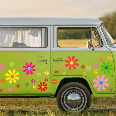 12 stickers, 130 pieces of flower car stickers, self-adhesive vinyl retro butterfly flower car stickers, suitable for bumper mirror window stickers, laptop wall decorations