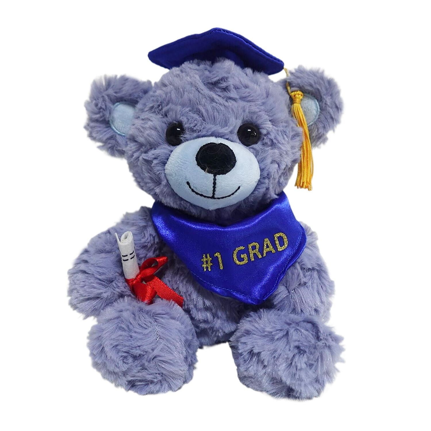 Way to Celebrate Small Curly Plush Bear Blue, 9inch